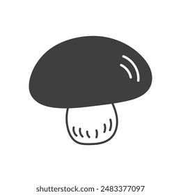 Boletus Fungus Doodle Icon. Hand drawn Mushroom raw food ingredient symbol. Champignon sketch. Vector illustration