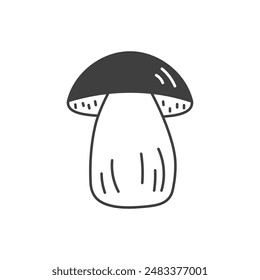 Icono de garabato de hongo Boletus. Dibujado a mano Bosque Fungus sketch. Símbolo de ingrediente alimentario Cep. Ilustración vectorial aislada.