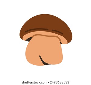 Boletus mushroom. Small porcini fungi, fleshy cap and stipe. Edible fresh organic natural food. Autumn fall forest fungus icon. Botanical flat vector illustration isolated on white background