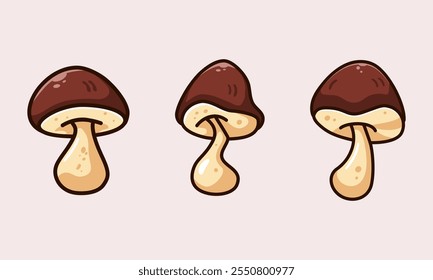 Boletus mushroom vector illustration. Brown mushroom clip art. Champignon mushroom icon designed in cartoon simple flat style.