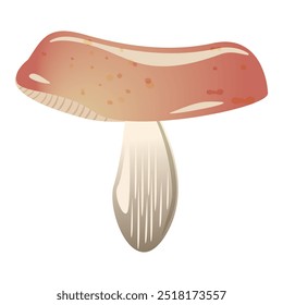 Seta marrón rojiza de Boletus. Champiñón de Vector sobre fondo oscuro. Ilustración vectorial de champiñón marrón. Ilustración simple de comida de temporada