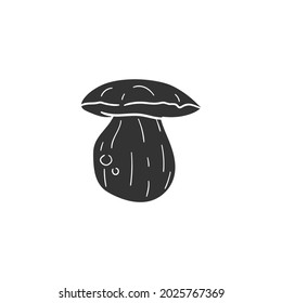 Boletus Satanas Icon Silhouette Illustration. Toxic Mushroom Vector Graphic Pictogram Symbol Clip Art. Doodle Sketch Black Sign.