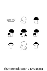 Boletus - vector icon set on white background. Symbol for web, infographics, print design and mobile UX/UI kit. Vector illustration, EPS10.