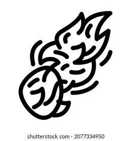 vector de icono de línea de grabación de bolido. signo de quema de bolidas. símbolo de contorno aislado ilustración negra