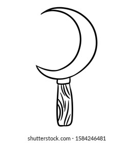 Boline occult symbol. Ritual knife hand drawn magic doodle. Isolated vector pagan wiccan icon