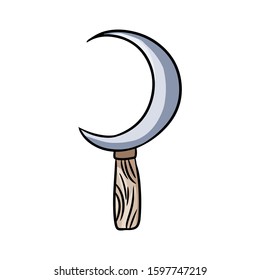 Boline occult symbol. Ritual knife hand drawn magic doodle. Isolated vector pagan wiccan icon