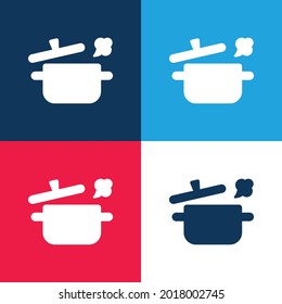 Juego de iconos mínimo de cuatro colores en azul y rojo de la olla