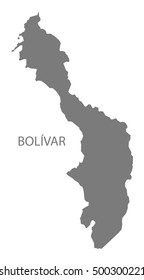 Bolivar Colombia Map in grey