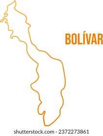 Bolivar department map of Colombia. Abstract hand drawn linear gradient