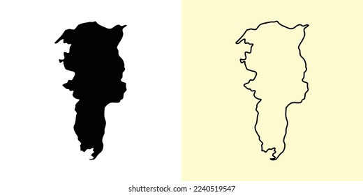 Bolivar map, Ecuador, Americas. Filled and outline map designs. Vector illustration