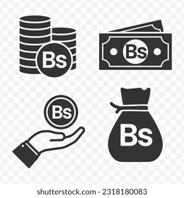 bolivar venezuela  icons set money icon vector image on transparent background (PNG).