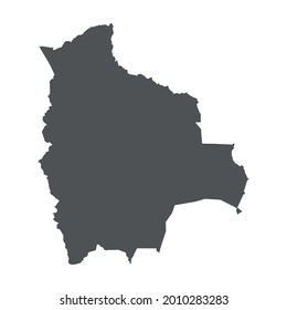  Mapa de Bolivia en gris sobre fondo blanco
