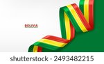 Bolivia 3D ribbon flag. Bent waving 3D flag in colors of the Bolivia national flag. National flag background design.