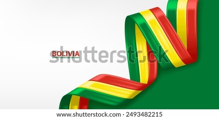 Bolivia 3D ribbon flag. Bent waving 3D flag in colors of the Bolivia national flag. National flag background design.