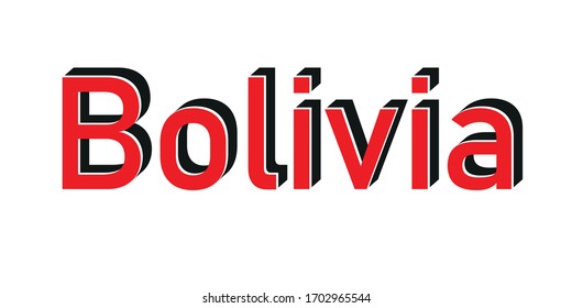 Bolivia 3d text with shadow vector illustration