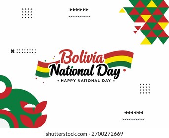 Banner abstrato da Bolívia com uma paisagem andina estilizada e uma bandeira