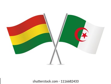 Bolivia and Algeria flags. Vector illustration.