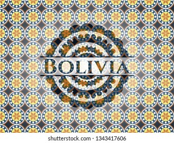 Bolivia arabesque emblem background. arabic decoration.