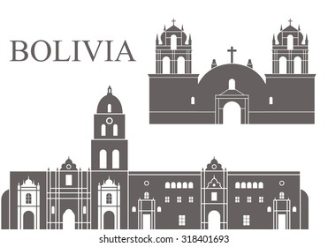 Bolivia. Architecture. Abstract buildings on white background