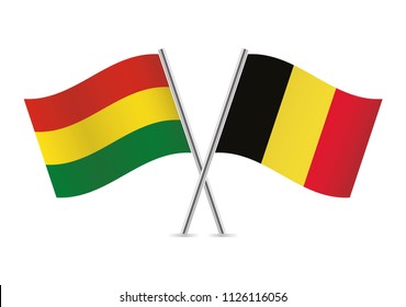 Bolivia and Belgium flags. Vector illustration.
