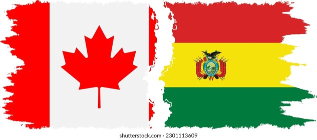 Bolivia and Canada grunge flags connection, vector