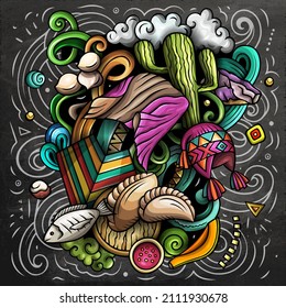 Bolivia cartoon vector doodle chalkboard illutraditional symbolsArgentinian objects and symbols