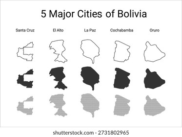BOLIVIA CITY MAP VECTOR SET
