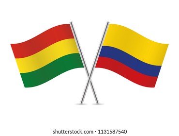 Bolivia and Colombia flags. Vector illustration.