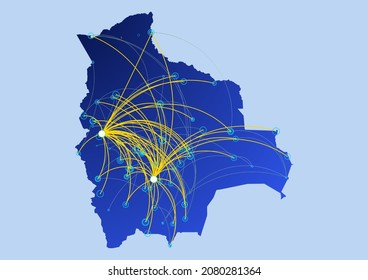 Bolivien Concept Map, Illustration von Bolivien für Internet oder Innovation oder Technologie. Die Datei eignet sich für die digitale Bearbeitung und Drucke aller Größen.