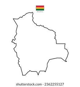 Bolivia contour vector map with flag in color. Background map eps 10