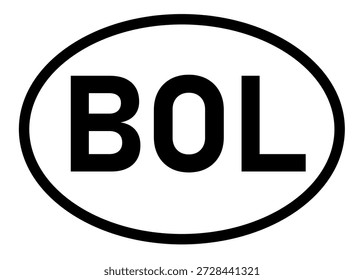 Bolivia country code BOL icon vector on a white background
Country code abbreviation oval sticker icon on a white background
