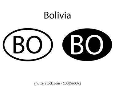 Bolivia country code icon.  Iso code country domain name.   BO - Bolivia  abbreviated. vector