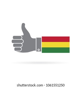 Bolivia country flag thumbs up vector icon