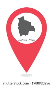 Bolivia Country Map in Location Icon .