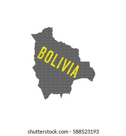 Bolivia country map made up of vector bolivia text