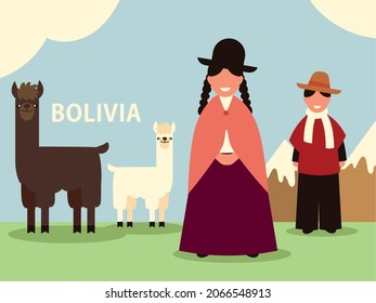 bolivia couple and llamas card