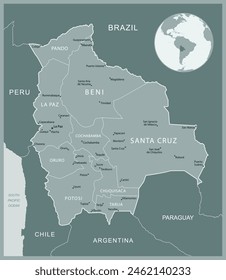 Bolivia - detailed map with administrative divisions country. Vector illustration