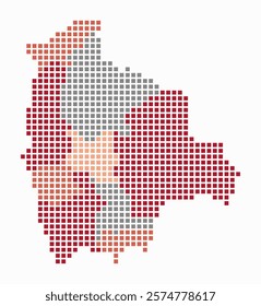 Bolivia dotted map. Digital style map of the country on white background. Bolivia shape with square dots. Colored dots style. Large size squares. Awesome vector illustration.