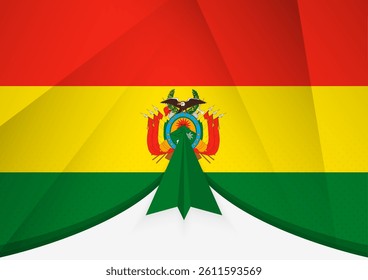 Bolivia Flag with Abstract Paper Airplane Design, National Flag in a geometric folded paper style. Vector illustration.