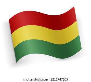 Bolivia flag bended and lying on white background
