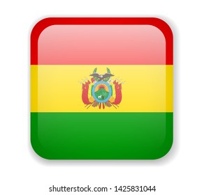 Bolivia flag bright square icon. Vector Illustration