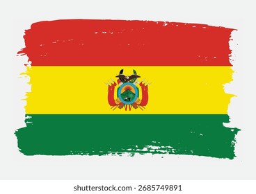 Bolivien Flagge Pinsel Farbe Textur Vektorsymbol