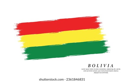 Bolivia flag brush vector background. Grunge style country flag of Bolivia brush stroke isolated on white background