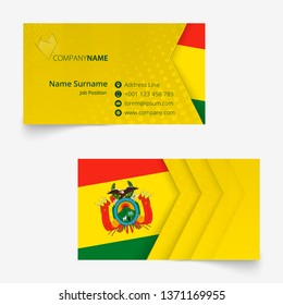 Bolivia Flag Business Card, standard size (90x50 mm) business card template with bleed under the clipping mask.