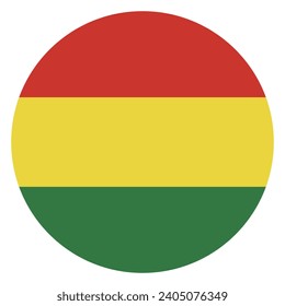 Bandera de Bolivia. Icono de indicador de botón. Color estándar. Indicador de icono de círculo. Ilustración del equipo. Ilustración digital. Ilustración vectorial.