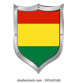 Bolivia flag button on a white background. Vector illustration.