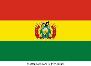 Bolivia flag with coat of arms with official proportions and color.Original.
Original Bolivia flag with coat of arms.Vector.