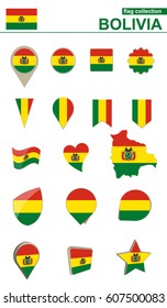 Bolivia Flag Collection. Big set for design. Vector Illustration.