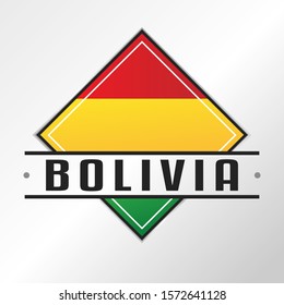 Bolivia Flag Emblem. Vector Design National. Illustration Country Symbol. Insignia Banner Logo.
