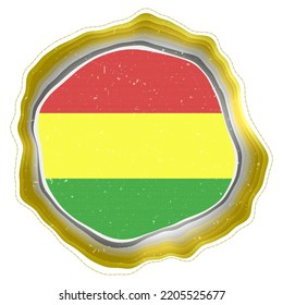 Bolivia flag in frame. Badge of the country. Layered circular sign around Bolivia flag. Vibrant vector illustration.